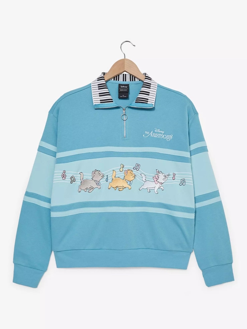 Disney The Aristocats Piano Quarter Zip Women's Crewneck — BoxLunch Exclusive